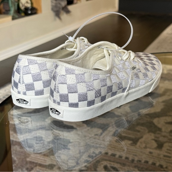 New White and Silver Checkered lo pro Women's Vans - Picture 3 of 5